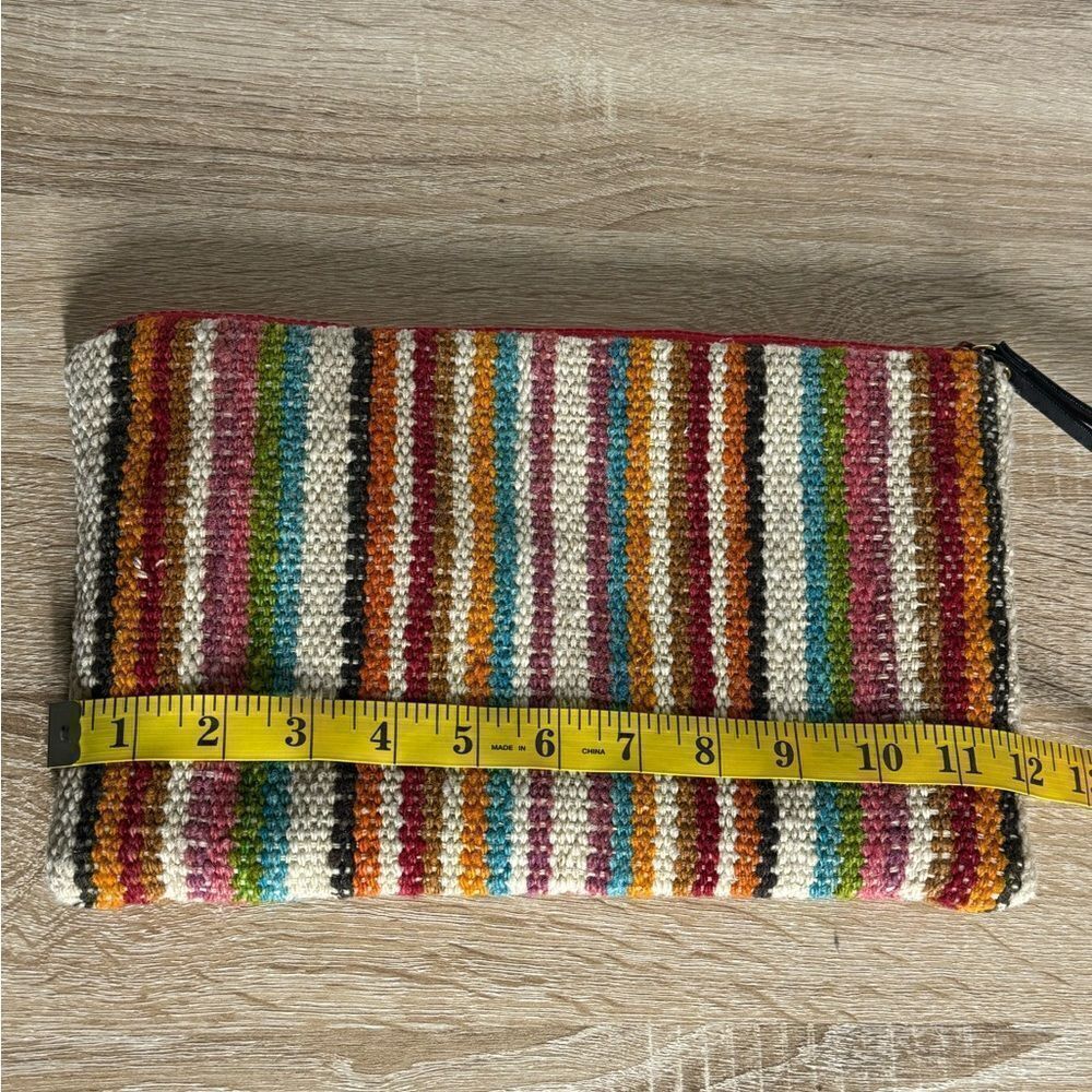 Be Alpaca Made in Peru Multicolor Woven Wool Wristlet Cosmetic Bag Clutch - Picture 5 of 7